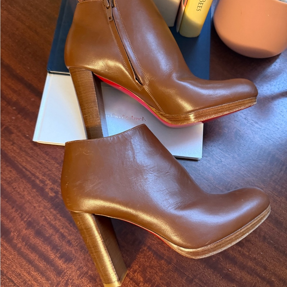 Christian Louboutin Women's Brown Leather Boot Pumps
